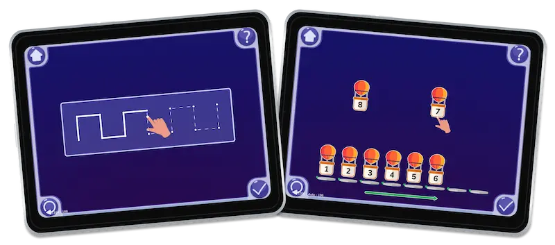 Magrid iPad activities showing non-verbal visual tasks for inclusive cognitive and early mathematics learning