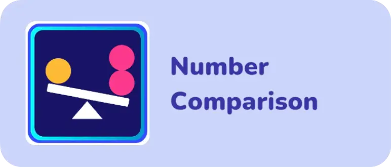 Icône de la compétence « Comparaison de nombres » de Magrid, représentant la compréhension des relations « plus que », « moins que » et « égal à »