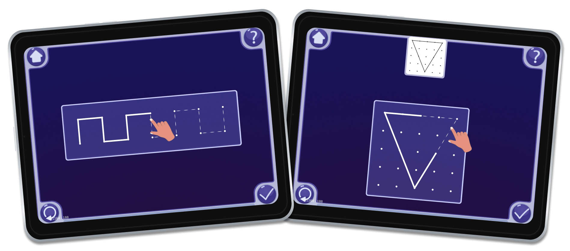 Young child developing fine motor skills through a guided line-tracing activity on a tablet